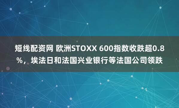 短线配资网 欧洲STOXX 600指数收跌超0.8%，埃法日和法国兴业银行等法国公司领跌
